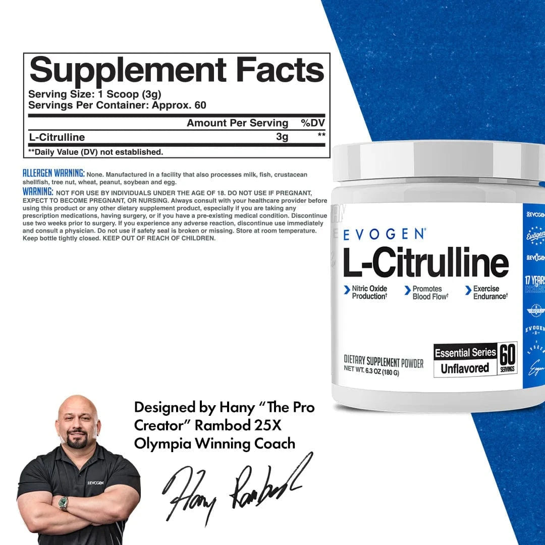 Evogen L-Citrulline Powder - 180g 180 grams L-Citrulline Powder