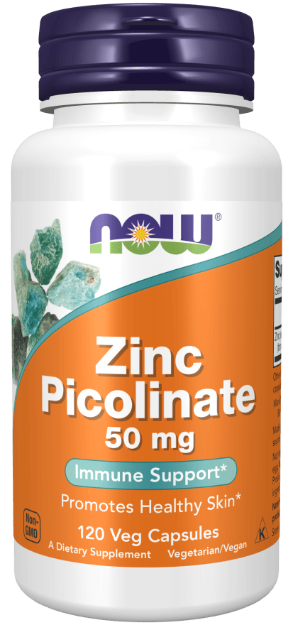 NOW Foods NOW Foods Zinc Picolinate 50mg - 60/120 Veg Capsules 120 Veg Capsules Essential Mineral