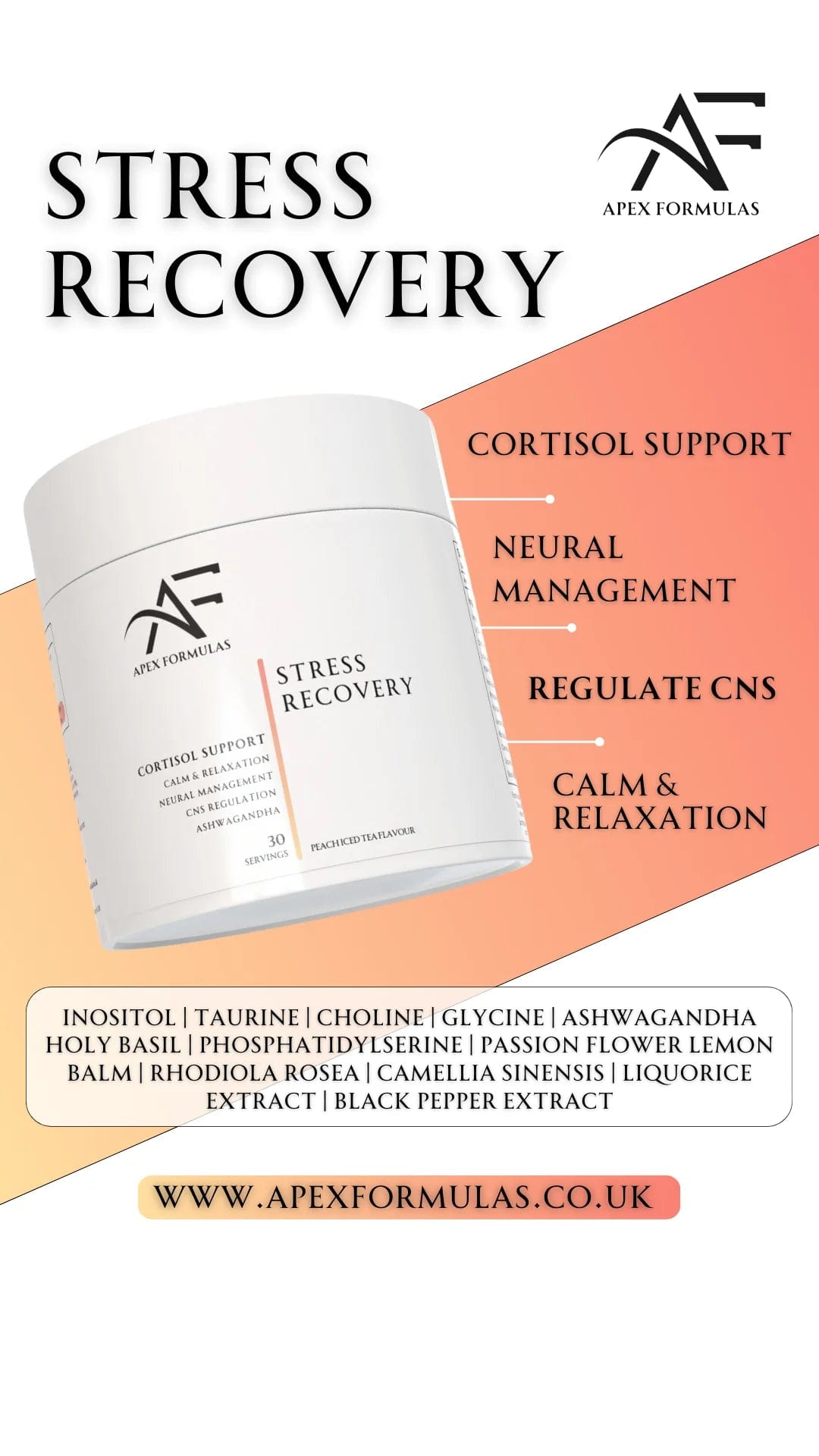 Apex Formulas Stress Recovery 30 Servings / Peach Iced Tea Stress Management Formula