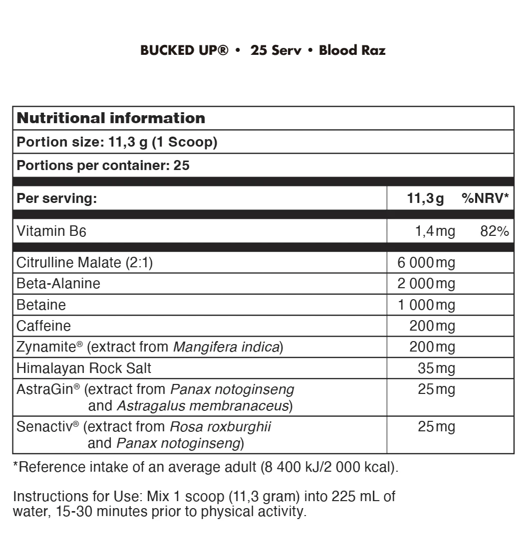 BUCKED UP BUCKED UP Pre-Workout Pre-Workout