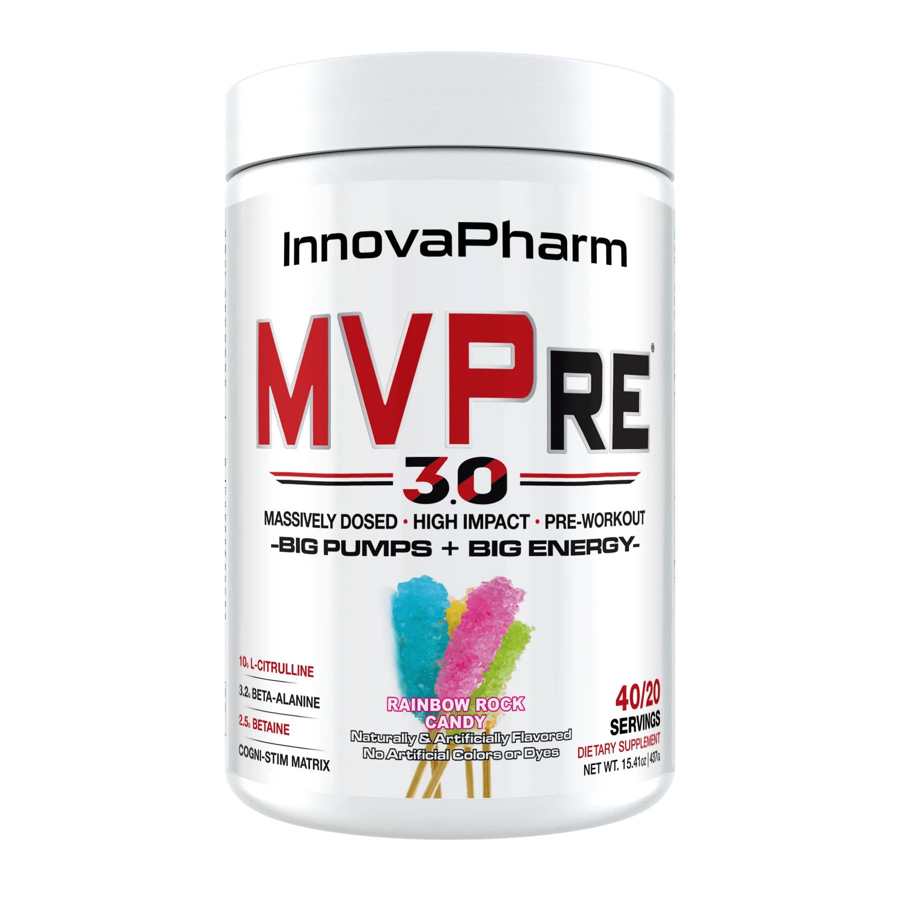 InnovaPharm MVPre 3.0 437g (40/20 Servings) / Rainbow Rock Candy Pre-Workout