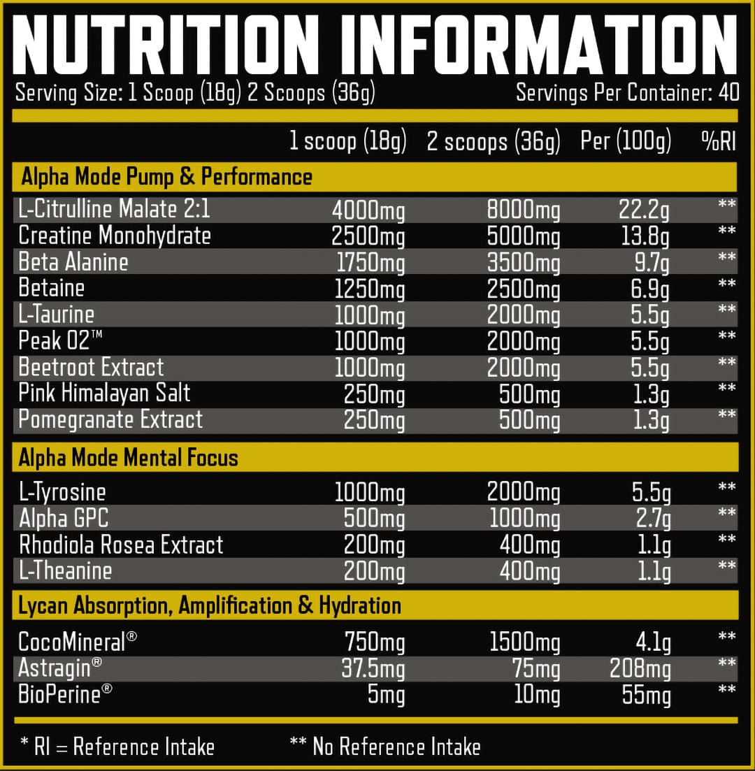 Lycan Labs The Grand Champ 40 Servings / Strawberry & Kiwi Stimulant Free Pre Workout