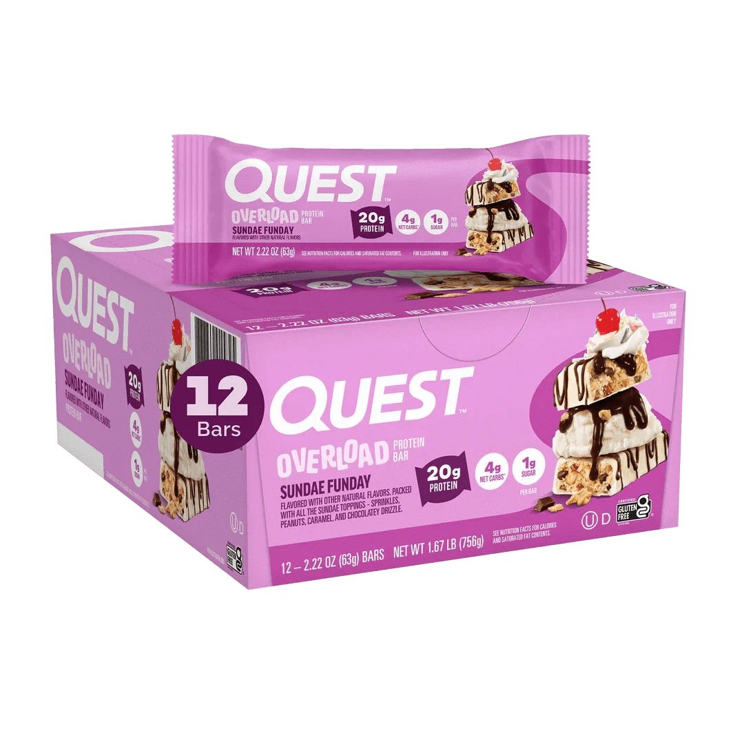 Quest Nutrition Overload Protein Bar 12x60g 12x60g / Sundae Funday Protein Bars