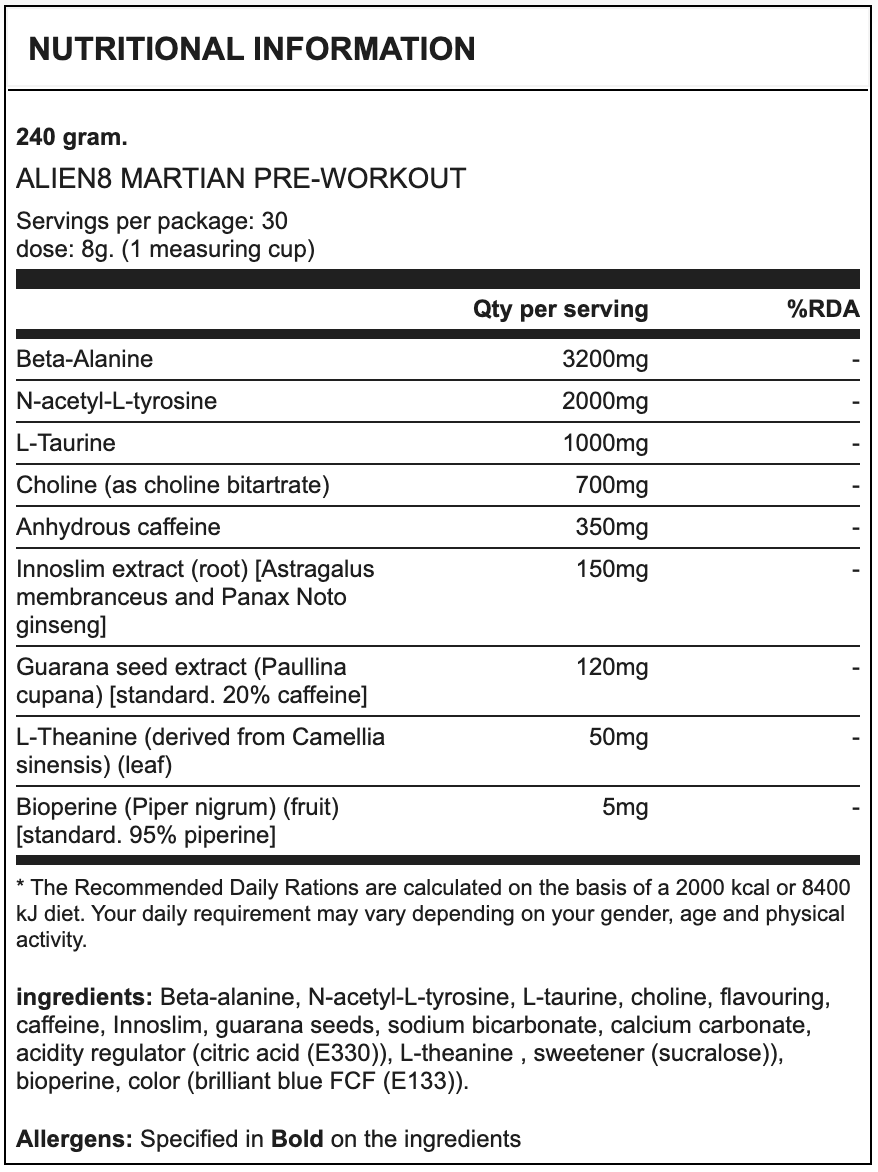 Alien8 Martian Stimulant Pre-Workout