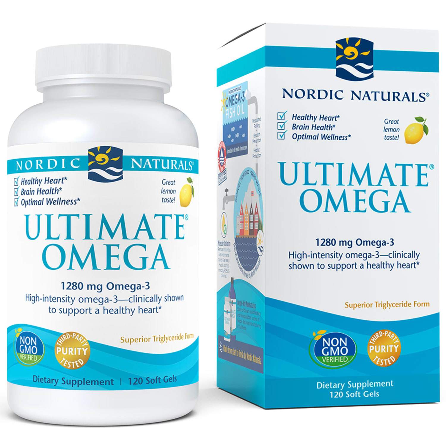 Nordic Naturals Ultimate Omega, 1280mg Lemon 120 softgels Omega