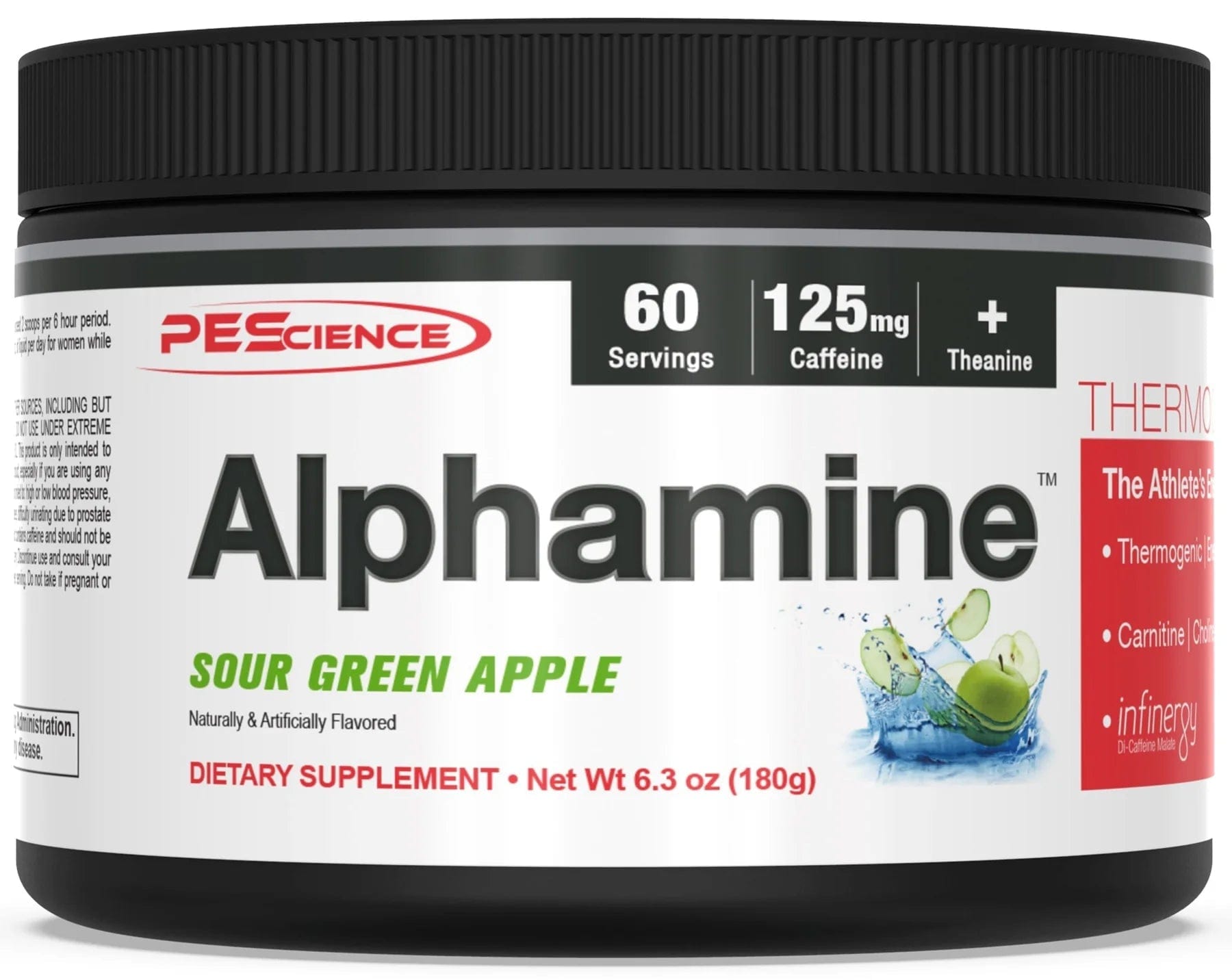 PEScience Alphamine - Thermogenic Energy Pre-Workout 60 servings / Sour Green Apple Powdered Fat Burner